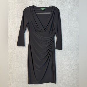 Lauren Ralph Lauren faux wrap dress black size 8